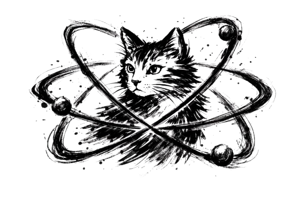 logo image chat entouré d'électrons